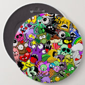 Monsters Leuke Karakters Halloween Patroon Ronde Button 6,0 Cm (Voorkant /achterkant)