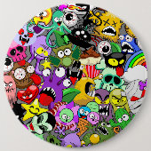 Monsters Leuke Karakters Halloween Patroon Ronde Button 6,0 Cm (Voorkant)