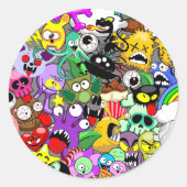 Monsters Leuke Karakters Halloween Patroon Ronde Sticker (Voorkant)