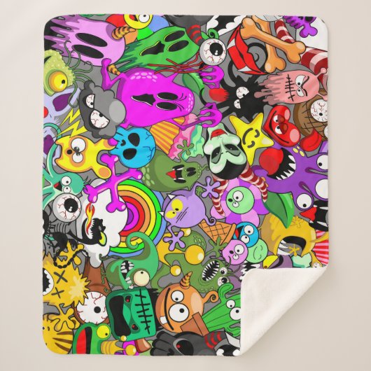 Monsters Leuke Karakters Halloween Patroon Sherpa Deken (Voorkant)