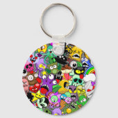 Monsters Leuke Karakters Halloween Patroon Sleutelhanger (Voorkant)