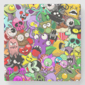 Monsters Leuke Karakters Halloween Patroon Stenen Onderzetter (Voorkant)