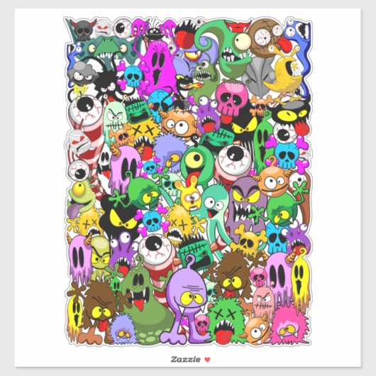 Monsters Leuke Karakters Halloween Patroon Sticker (Vel)