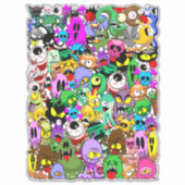 Monsters Leuke Karakters Halloween Patroon Sticker (Voorkant)