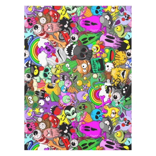 Monsters Leuke Karakters Halloween Patroon Tafelkleed (Voorkant)
