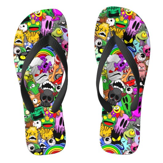 Monsters Leuke Karakters Halloween Patroon Teenslippers (Voetbed)