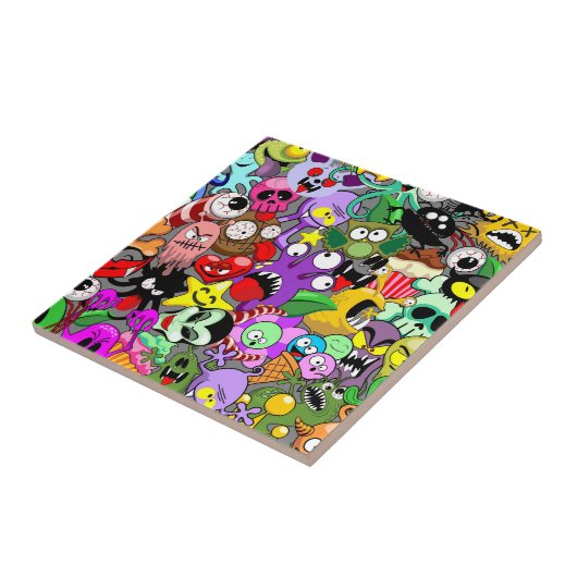 Monsters Leuke Karakters Halloween Patroon Tegeltje (Zijkant)