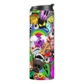 Monsters Leuke Karakters Halloween Patroon Thermosbeker (Gedraaid links)
