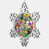 Monsters Leuke Karakters Halloween Patroon Tin Sneeuwvlok Ornament (Rechts)