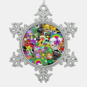 Monsters Leuke Karakters Halloween Patroon Tin Sneeuwvlok Ornament (Voorkant)