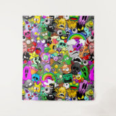 Monsters Leuke Karakters Halloween Patroon Wandkleed (Voorkant)