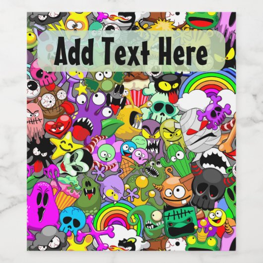 Monsters Leuke Karakters Halloween Patroon Wijn Etiket (Enkel label)