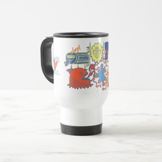Monsters Love Tea Travel Mug Reisbeker (Voorkant links)