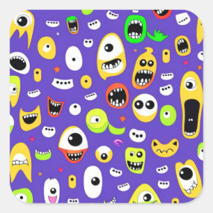 Monsters met grote ogen vierkante sticker