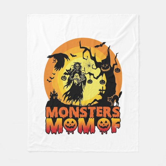 Monsters Moeder Halloween Monster Geest Skelet Spo Fleece Deken (Voorkant)
