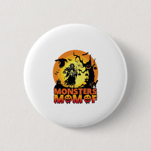 Monsters Moeder Halloween Monster Geest Skelet Spo Ronde Button 5,7 Cm