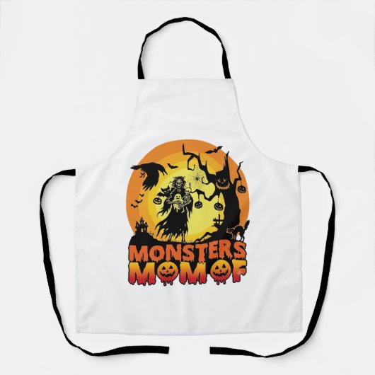 Monsters Moeder Halloween Monster Geest Skelet Spo Schort (Voorkant)