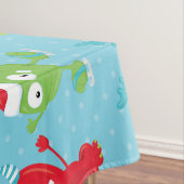 Monsters op blauwe feestdag plakken tafelkleed (Voorbeeld)