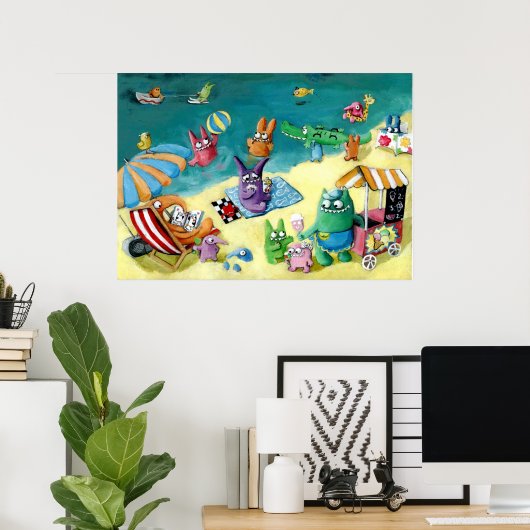Monsters op het strand poster (Thuiskantoor)