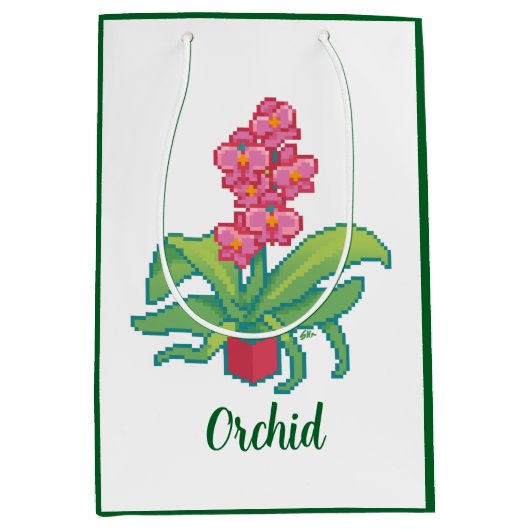 Monsters, Orchid Pixelart, Pixel Art  Medium Cadeauzakje (Voorkant)