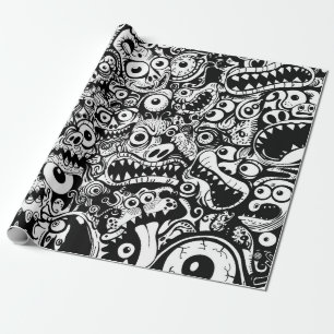 monsters patroon lelijk abstract spooky eng grieze cadeaupapier