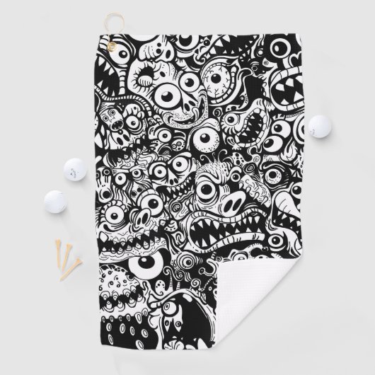 monsters patroon lelijk abstract spooky eng grieze golfhanddoek (Insitu)