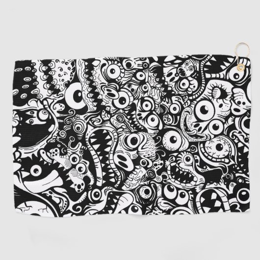 monsters patroon lelijk abstract spooky eng grieze golfhanddoek (Horizontaal)