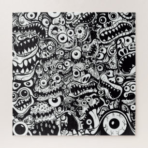 monsters patroon lelijk abstract spooky eng grieze legpuzzel