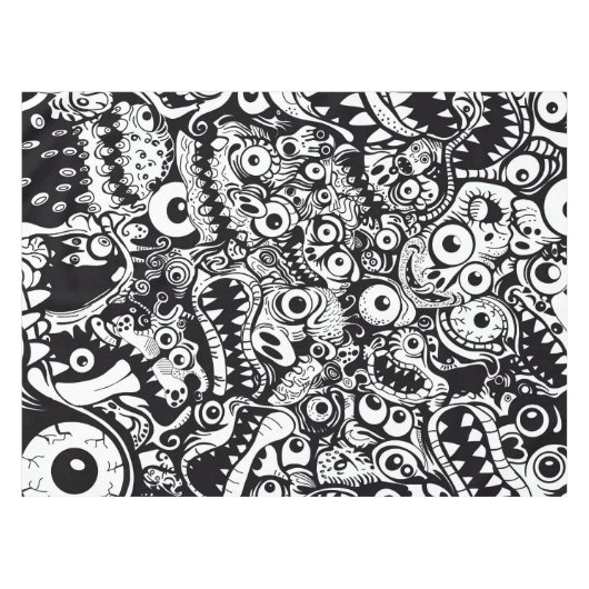 monsters patroon lelijk abstract spooky eng grieze tafelkleed (Voorkant (Horizontaal))