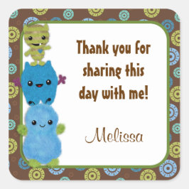 MONSTERS Peek a Boo Baby shower vierkante sticker