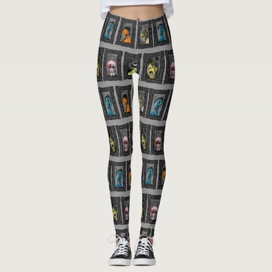 Monsters portretten Creepy Illustrations Zombies Leggings (Voorkant)