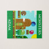 Monsters puzzel met de naam van het kind. (Horizontaal)