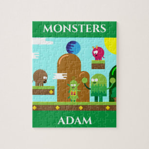 Monsters puzzel met de naam van het kind.