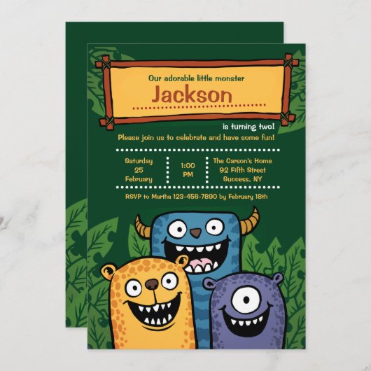 Monsters Three Uitnodiging (Voorkant / Achterkant)