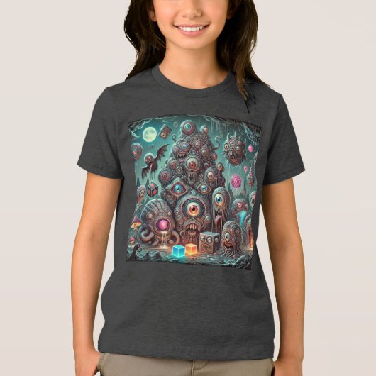 Monsters van de Moon Creepy Eyeball Invasion Tri-Blend Shirt (Voorkant)