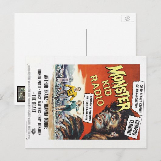 Monsters van het college van Monster Kind Radio Br Briefkaart (Voorkant / Achterkant)