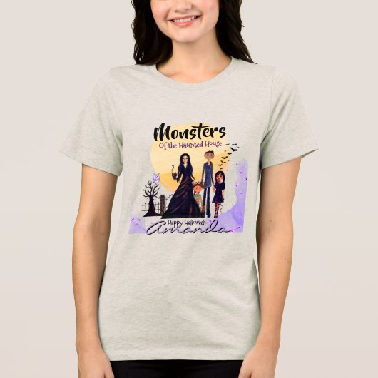 Monsters van het spookhuis Tri-Blend shirt (Voorkant)