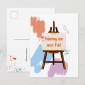 Monsters van kleurrijke verf | Artiest Easel Movin Aankondigingskaart (Voorkant / Achterkant)