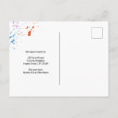 Monsters van kleurrijke verf | Artiest Easel Movin Aankondigingskaart (Achterkant)