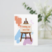 Monsters van kleurrijke verf | Artiest Easel Movin Aankondigingskaart (Staand voorkant)