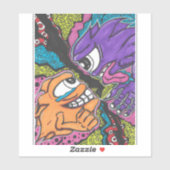 Monsters vechten tegen vinyl sticker (Vel)