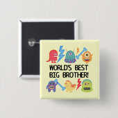 Monsters World Best Big Brother Vierkante Button 5,1 Cm (Voorkant /achterkant)