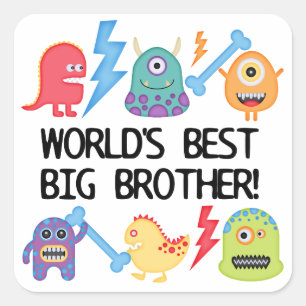 Monsters World Best Big Brother Vierkante Sticker
