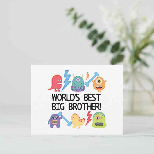 Monsters World's Best Big Brother Briefkaart (Staand voorkant)