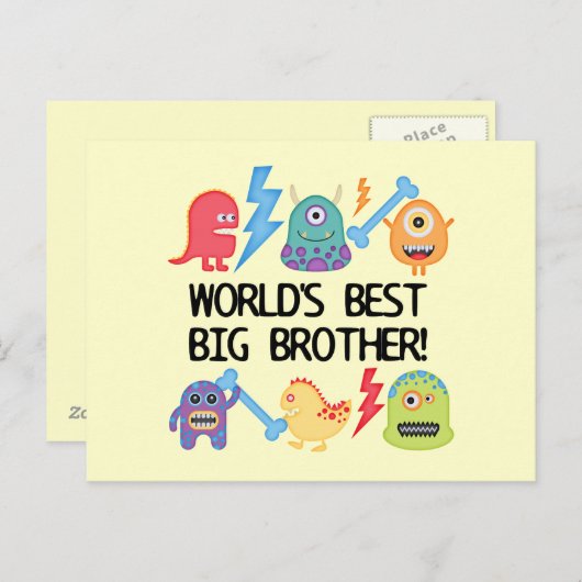 Monsters World's Best Big Brother Briefkaart (Voorkant / Achterkant)