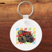 Monstertruck 100e dag van schooljongens Kinder Sleutelhanger (Voorkant)