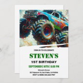 monstertruck 1e verjaardag kaart (Voorkant / Achterkant)