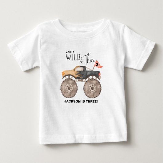 Monstertruck 3e verjaardag Young Wild en THREE (Voorkant)