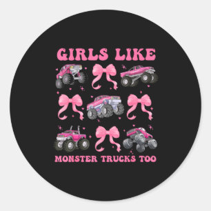 Monstertruck 4 roze mama meisjes houden van monste ronde sticker