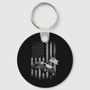 Monstertruck Amerikaanse vlag vintage ontwerp juli Sleutelhanger